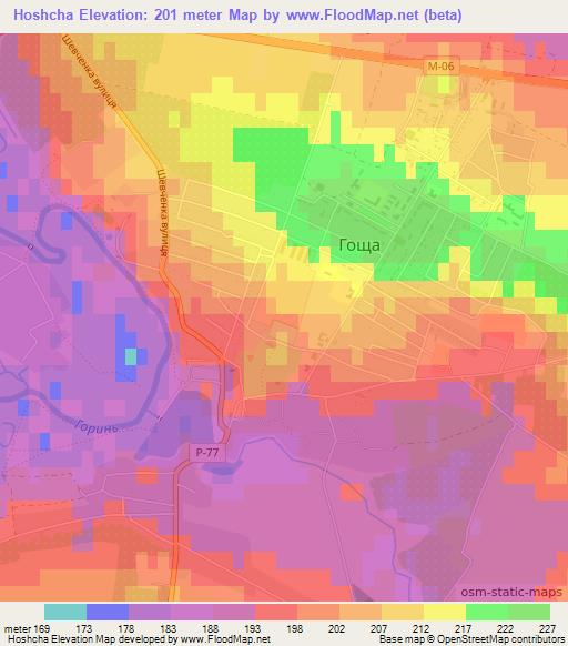 Hoshcha,Ukraine Elevation Map