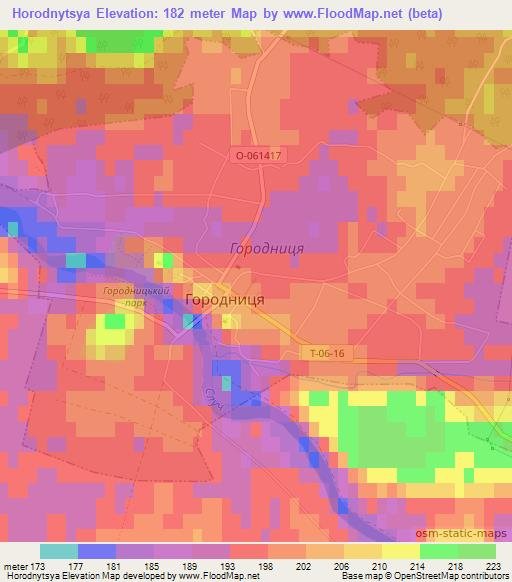 Horodnytsya,Ukraine Elevation Map