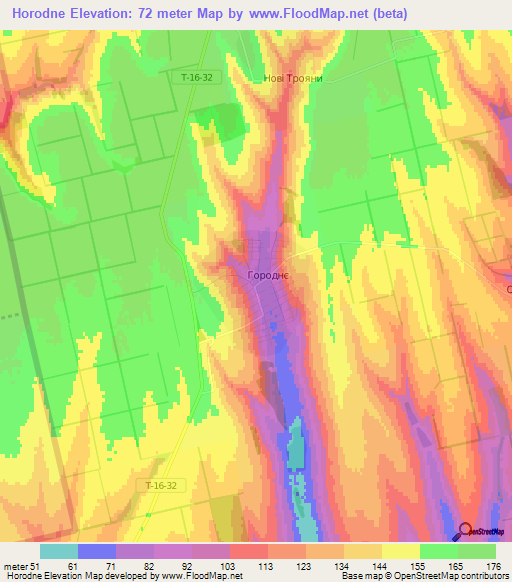 Horodne,Ukraine Elevation Map