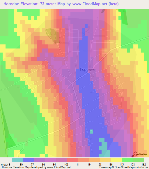 Horodne,Ukraine Elevation Map