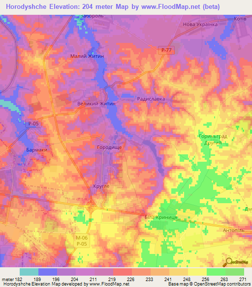 Horodyshche,Ukraine Elevation Map