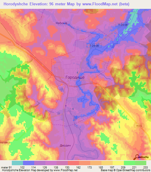 Horodyshche,Ukraine Elevation Map