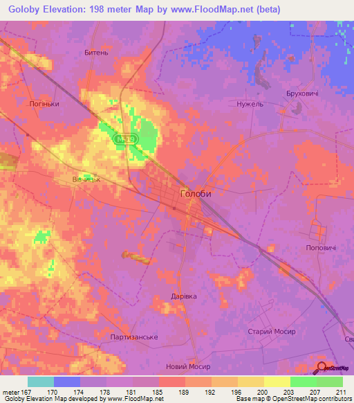 Goloby,Ukraine Elevation Map
