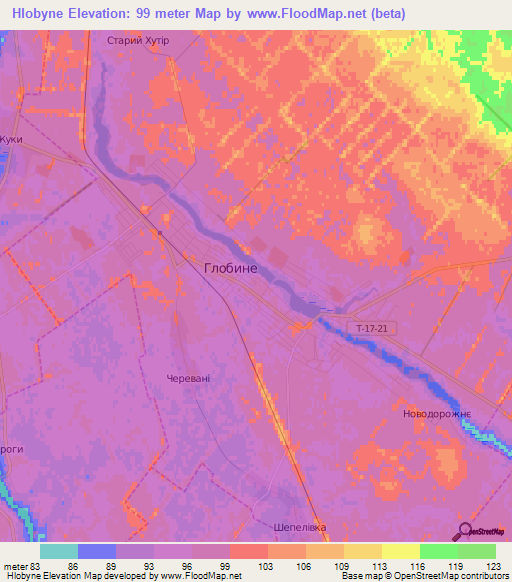 Hlobyne,Ukraine Elevation Map