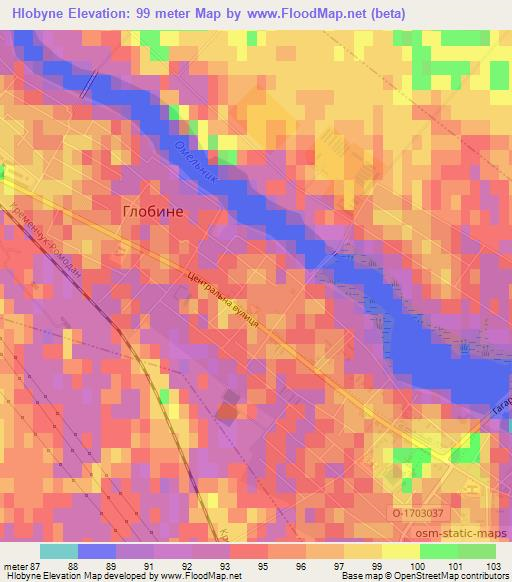 Hlobyne,Ukraine Elevation Map