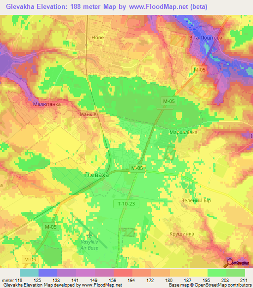 Glevakha,Ukraine Elevation Map
