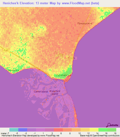 Heniches'k,Ukraine Elevation Map