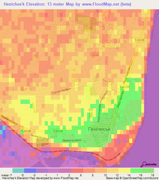 Heniches'k,Ukraine Elevation Map