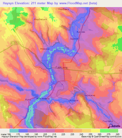 Haysyn,Ukraine Elevation Map