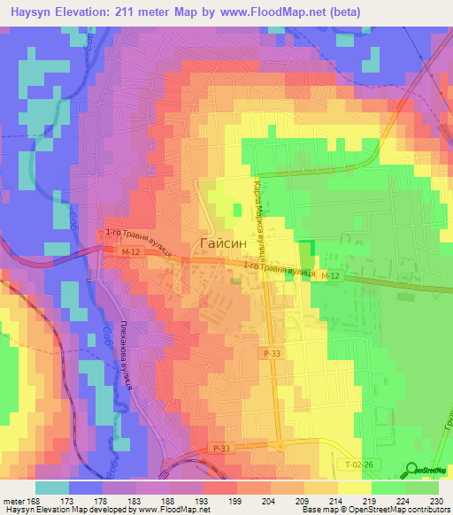 Haysyn,Ukraine Elevation Map