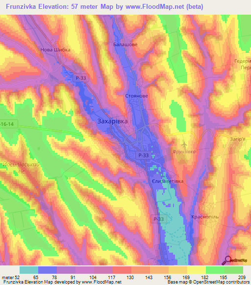 Frunzivka,Ukraine Elevation Map