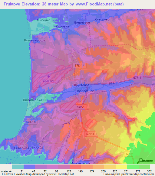 Fruktove,Ukraine Elevation Map