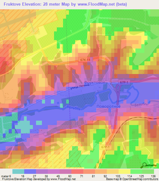 Fruktove,Ukraine Elevation Map