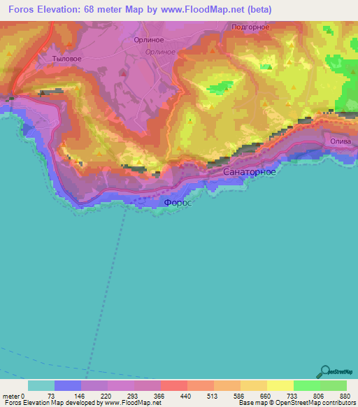 Foros,Ukraine Elevation Map