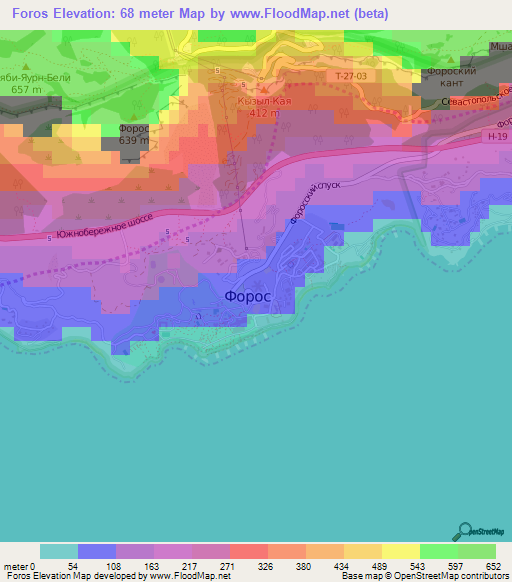 Foros,Ukraine Elevation Map