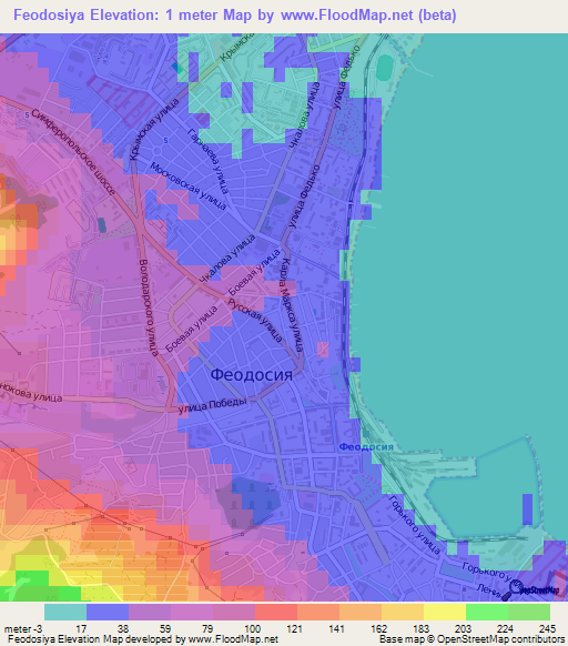 Feodosiya,Ukraine Elevation Map