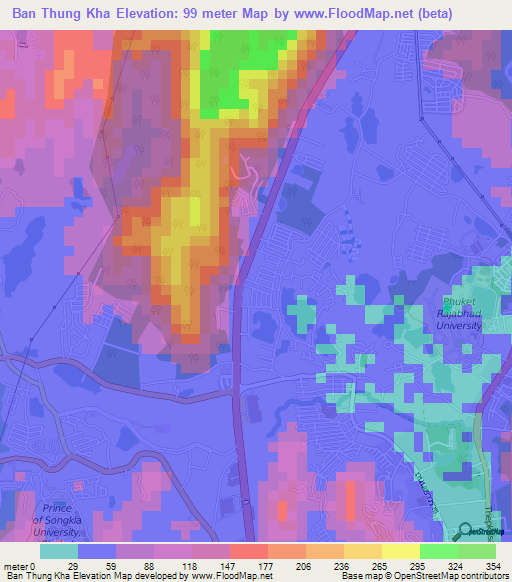 Ban Thung Kha,Thailand Elevation Map
