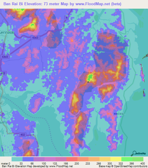 Ban Rai Bi,Thailand Elevation Map