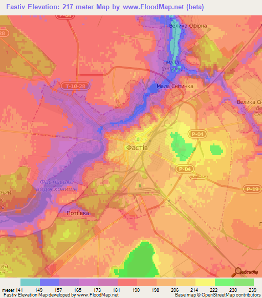 Fastiv,Ukraine Elevation Map