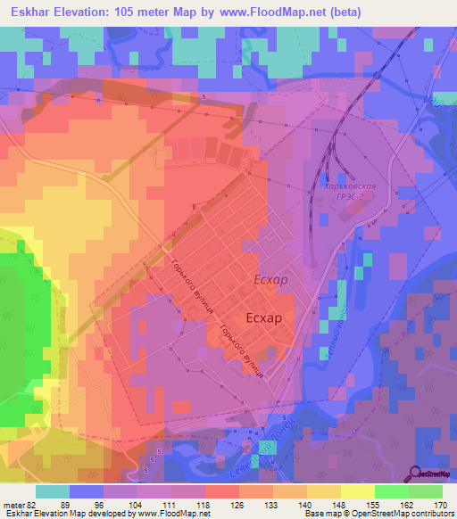 Eskhar,Ukraine Elevation Map