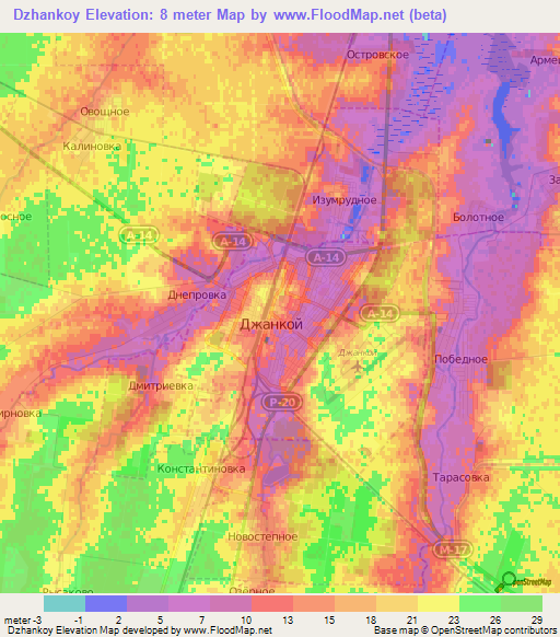 Dzhankoy,Ukraine Elevation Map