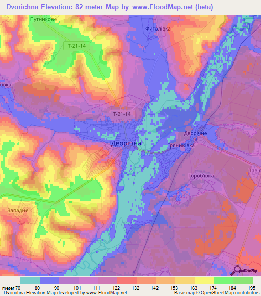 Dvorichna,Ukraine Elevation Map