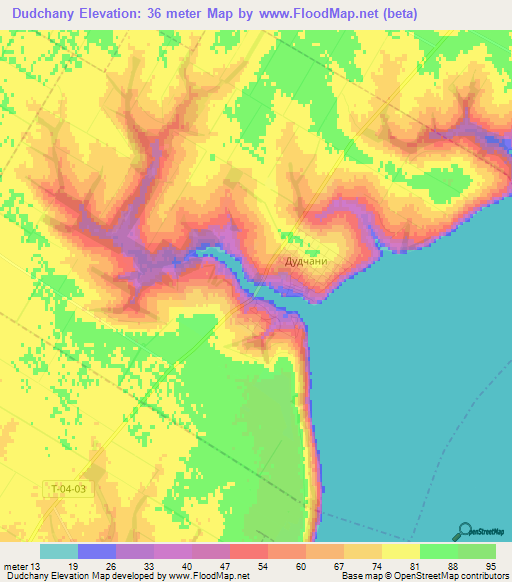 Dudchany,Ukraine Elevation Map