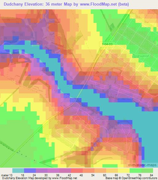 Dudchany,Ukraine Elevation Map