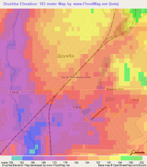 Druzhba,Ukraine Elevation Map
