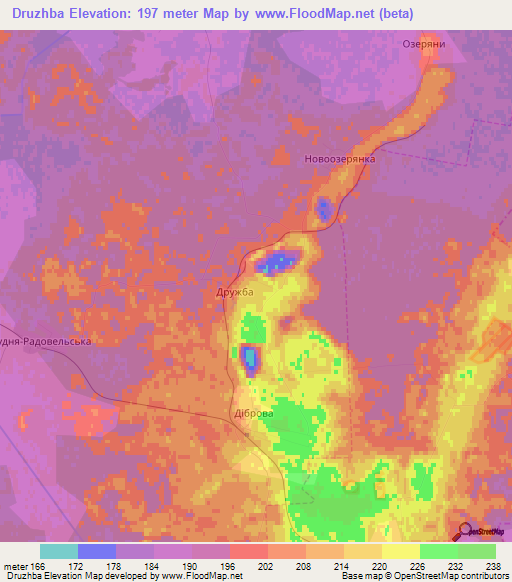 Druzhba,Ukraine Elevation Map