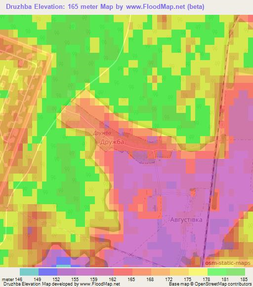 Druzhba,Ukraine Elevation Map