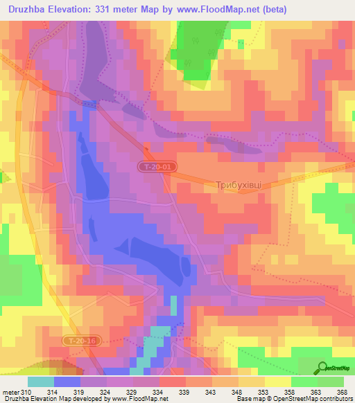 Druzhba,Ukraine Elevation Map