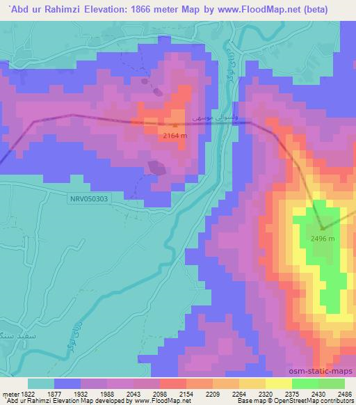 `Abd ur Rahimzi,Afghanistan Elevation Map