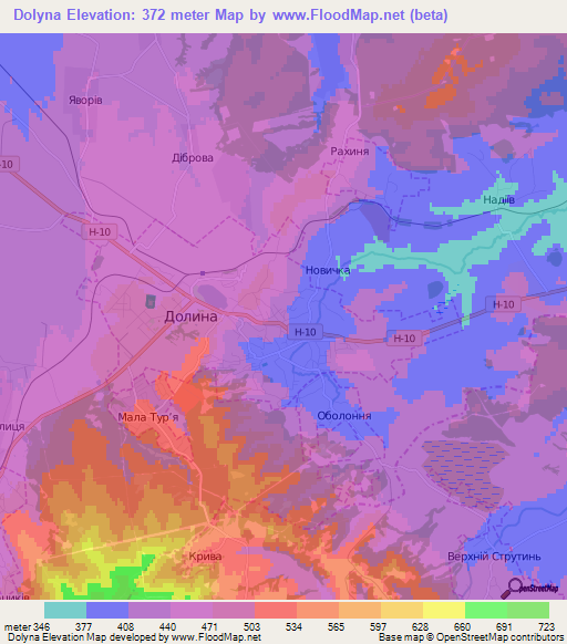 Dolyna,Ukraine Elevation Map