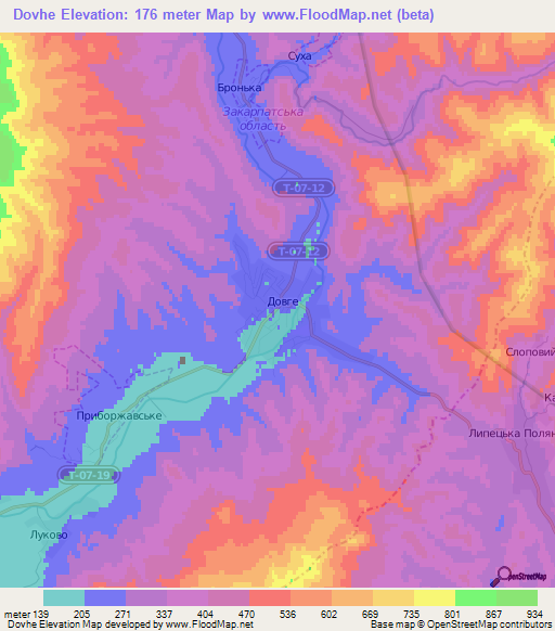 Dovhe,Ukraine Elevation Map