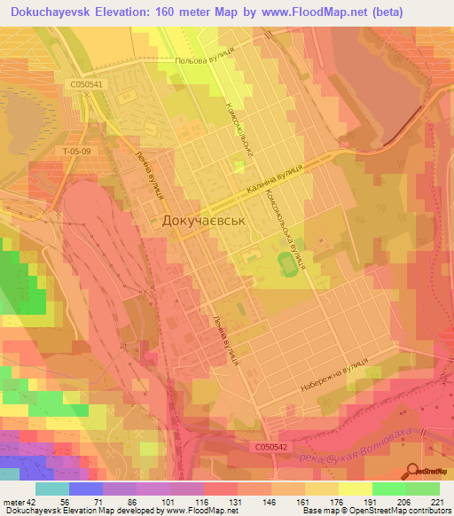 Dokuchayevsk,Ukraine Elevation Map