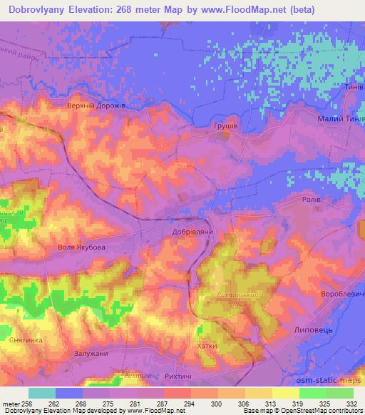 Dobrovlyany,Ukraine Elevation Map