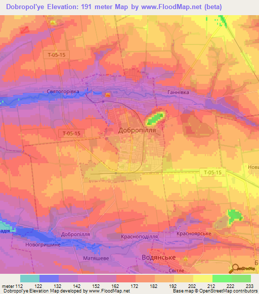Dobropol'ye,Ukraine Elevation Map