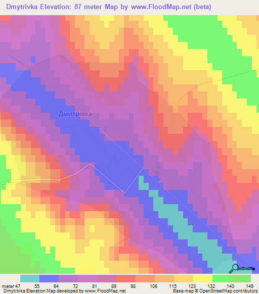 Dmytrivka,Ukraine Elevation Map