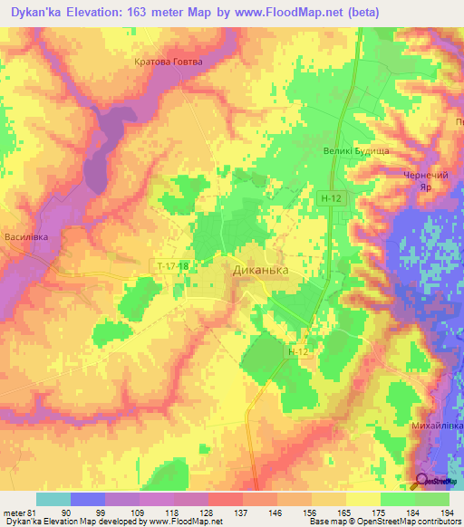 Dykan'ka,Ukraine Elevation Map