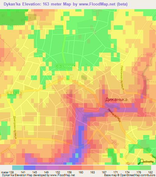 Dykan'ka,Ukraine Elevation Map