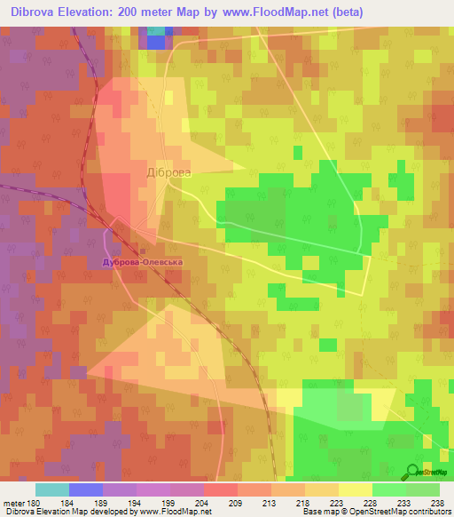 Dibrova,Ukraine Elevation Map