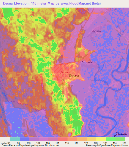 Desna,Ukraine Elevation Map
