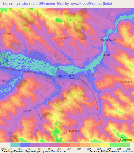 Derazhnya,Ukraine Elevation Map