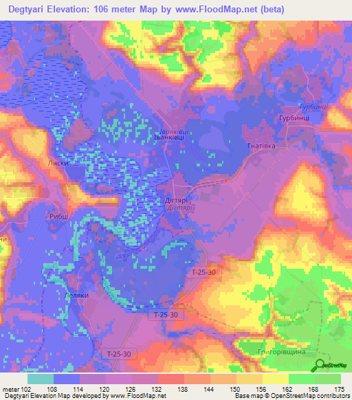 Degtyari,Ukraine Elevation Map