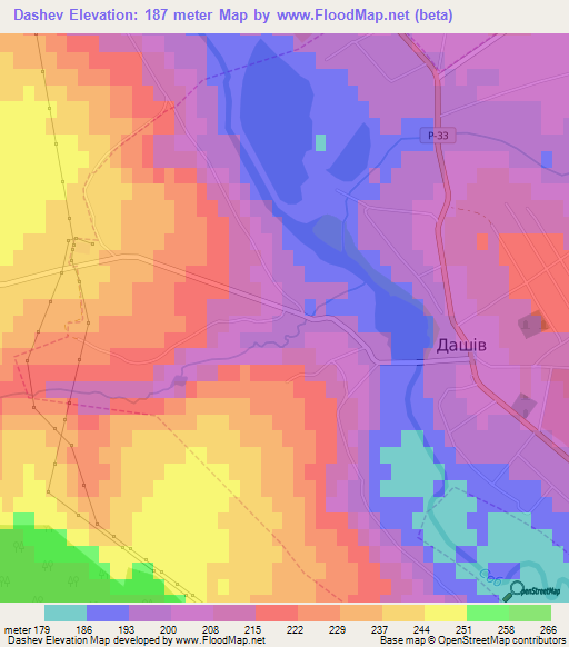 Dashev,Ukraine Elevation Map