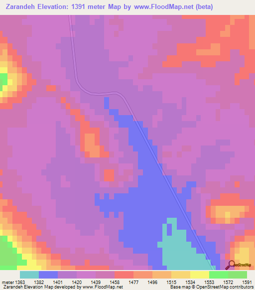 Zarandeh,Iran Elevation Map