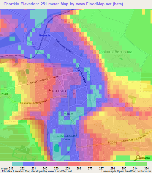 Chortkiv,Ukraine Elevation Map