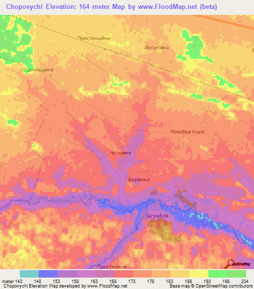 Chopovychi,Ukraine Elevation Map
