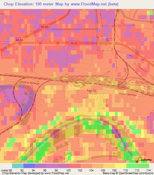 Chop,Ukraine Elevation Map